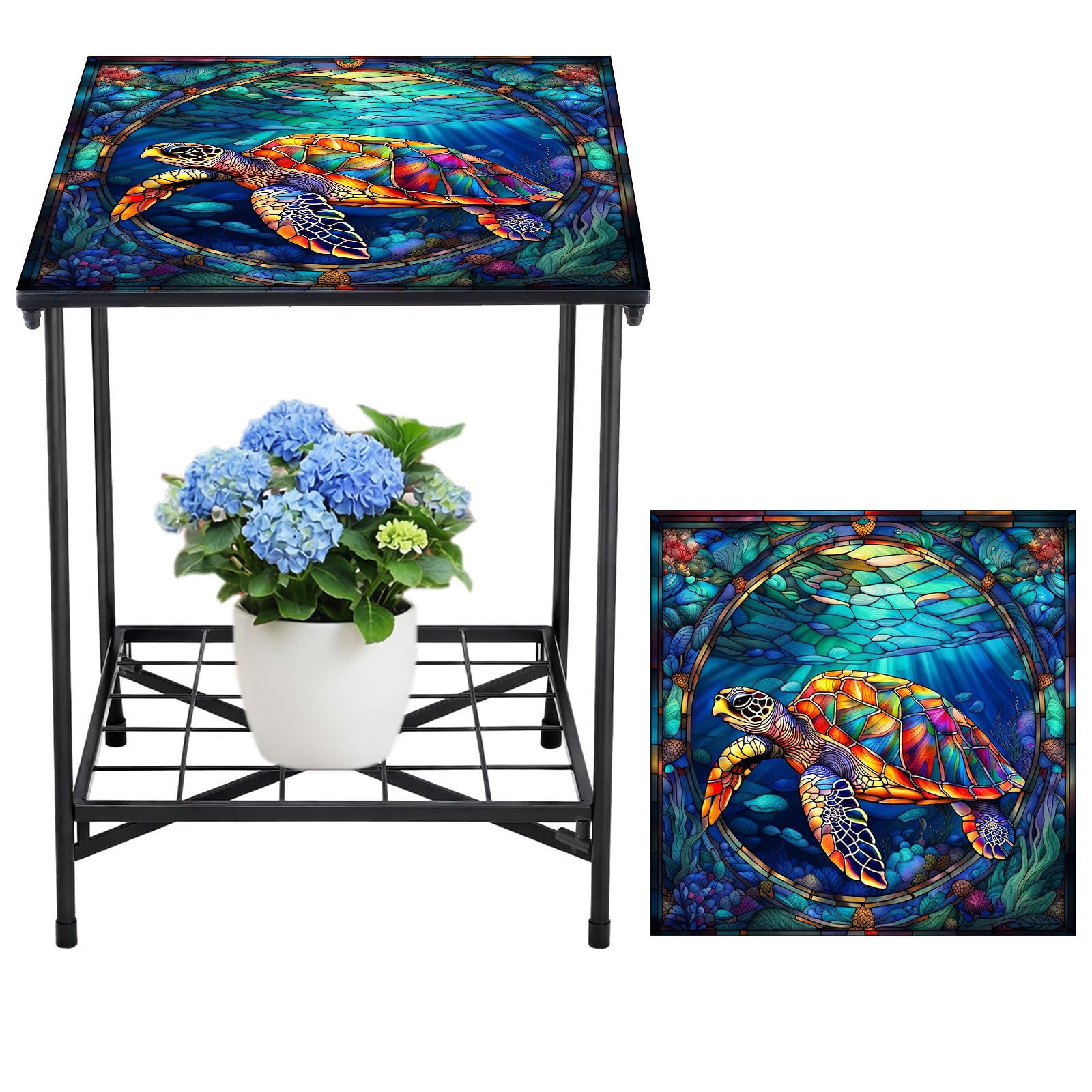 2-Tier Metal Outdoor Side Table