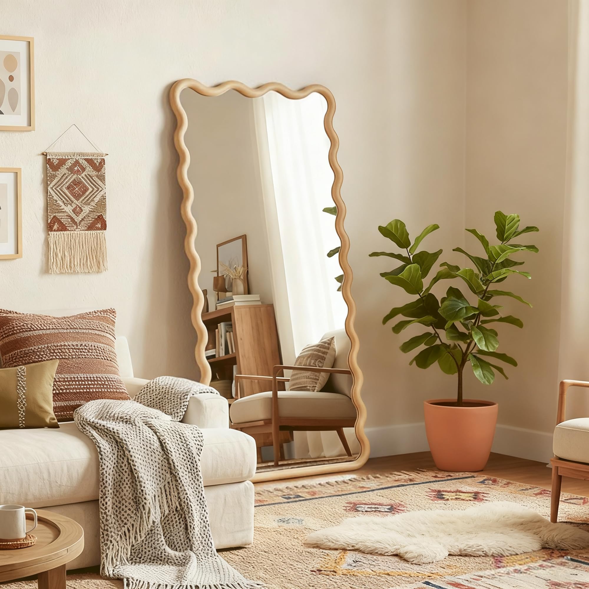 Wavy Wood Full Length Mirror