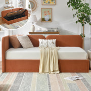 L-Shaped Upholstered Daybed with Lift-Up Storage