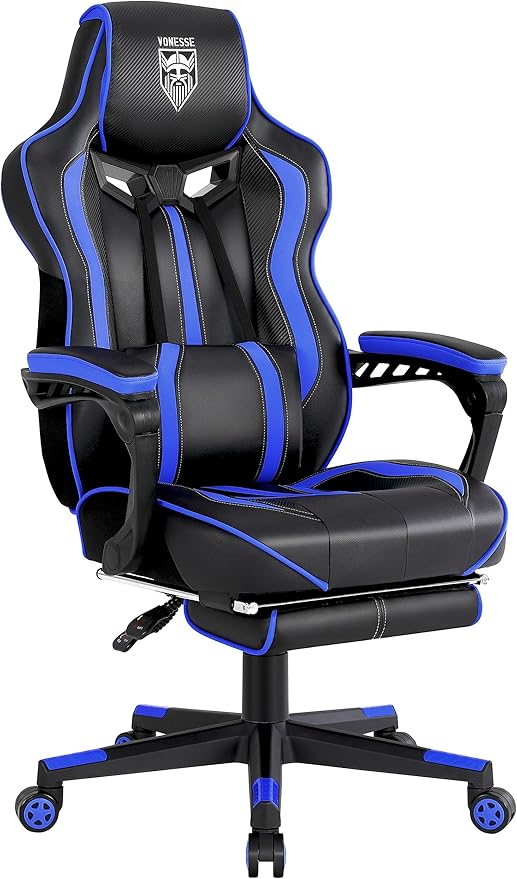 Ergonomic Gaming Chair with Footrest, Massage & Lumbar Support