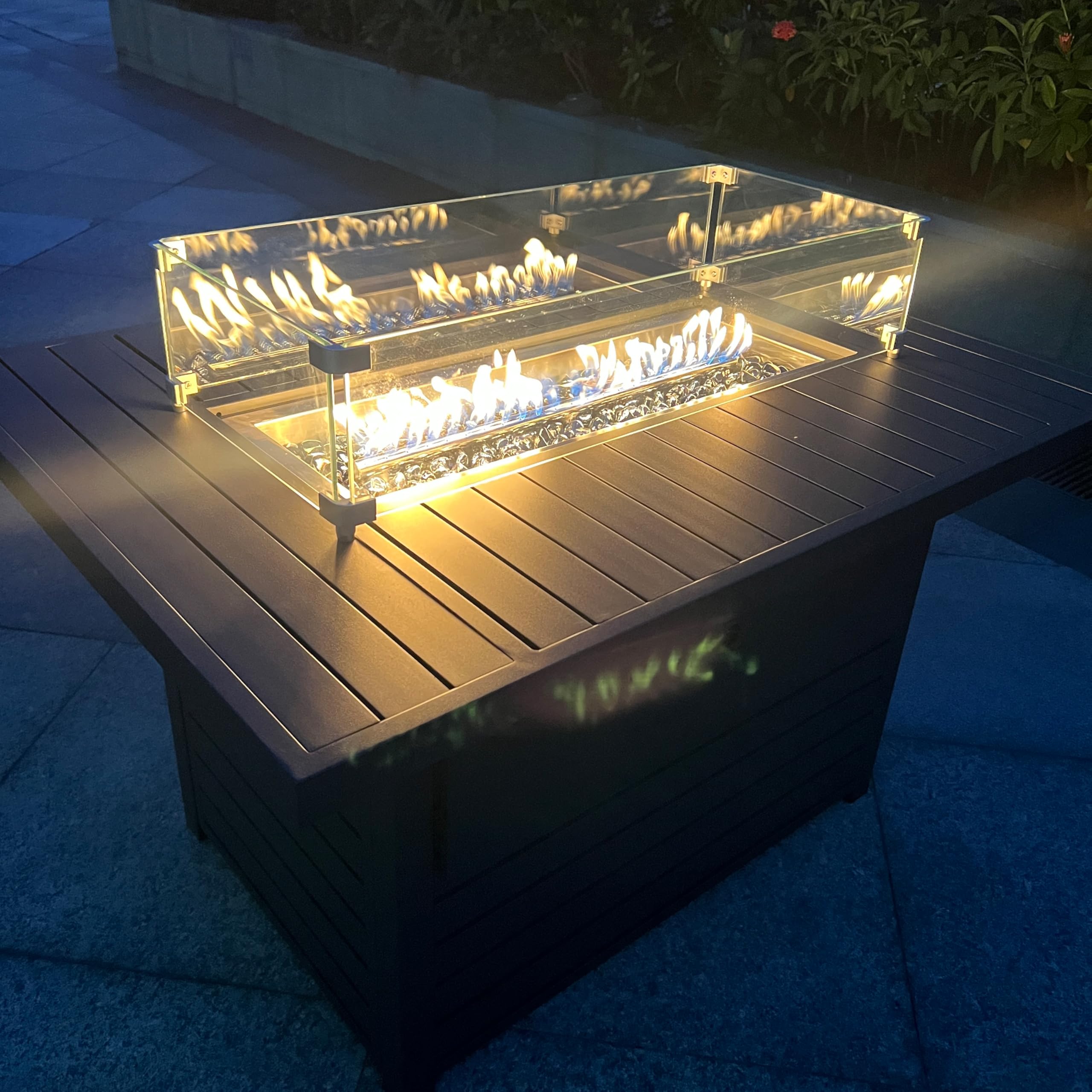 43.3" Propane Fire Pit Table with Lid & Wind Guard