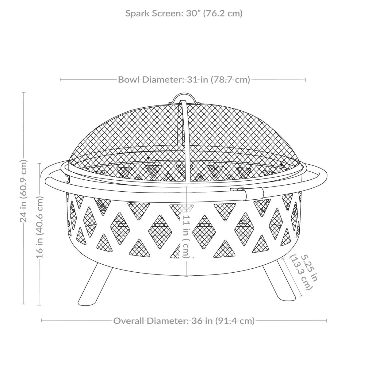 Sunnydaze Crossweave 36" Large Outdoor Fire Pit, Wood Burning, Round