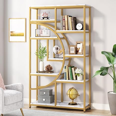 9-Shelf Etagere Bookcase with Metal Frame