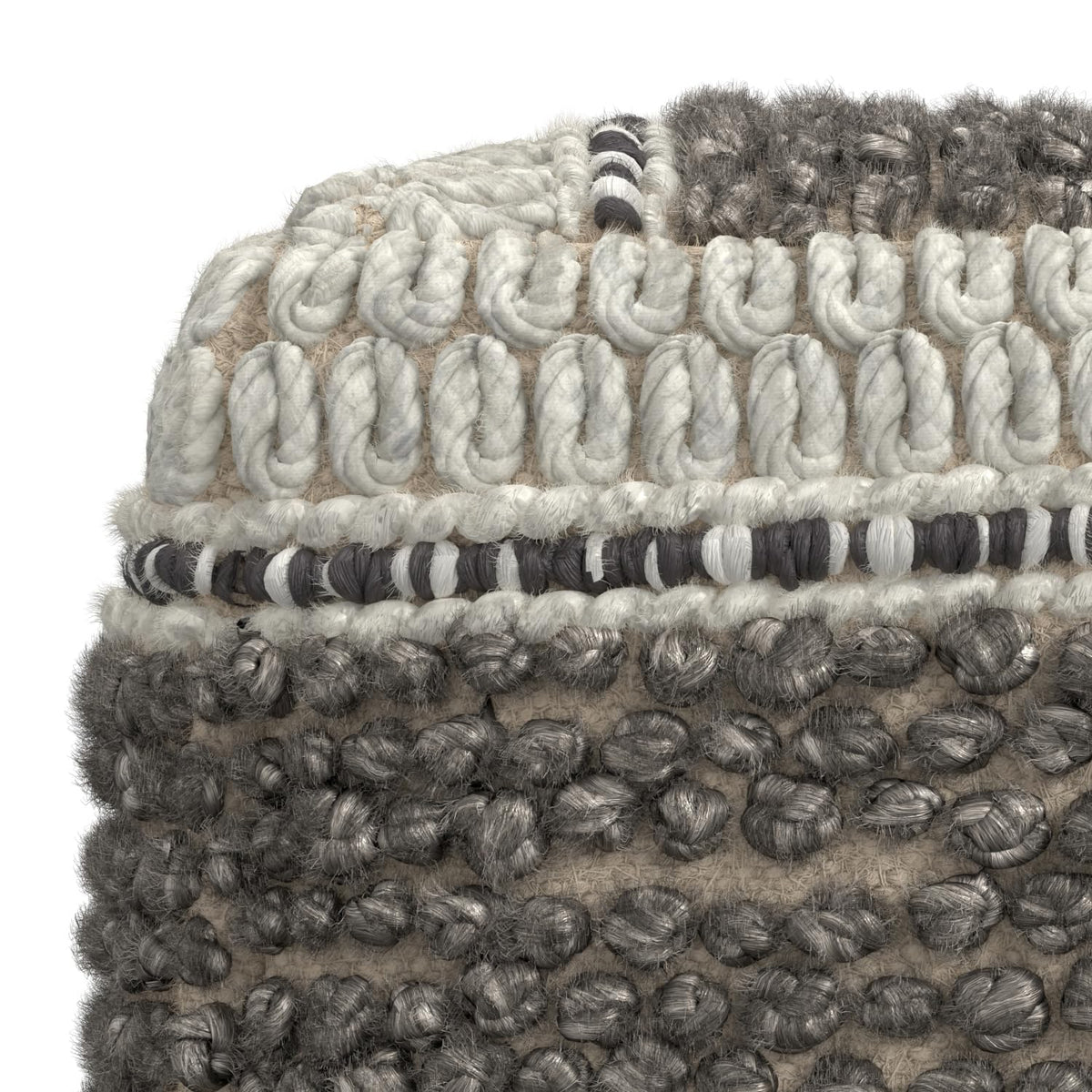 SIMPLIHOME Grady 18" Wide Square Pouf in Brown/Natural Wool and Cotton