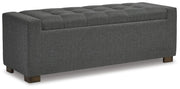 Tufted Storage Bench with Hinged Lid – Grey