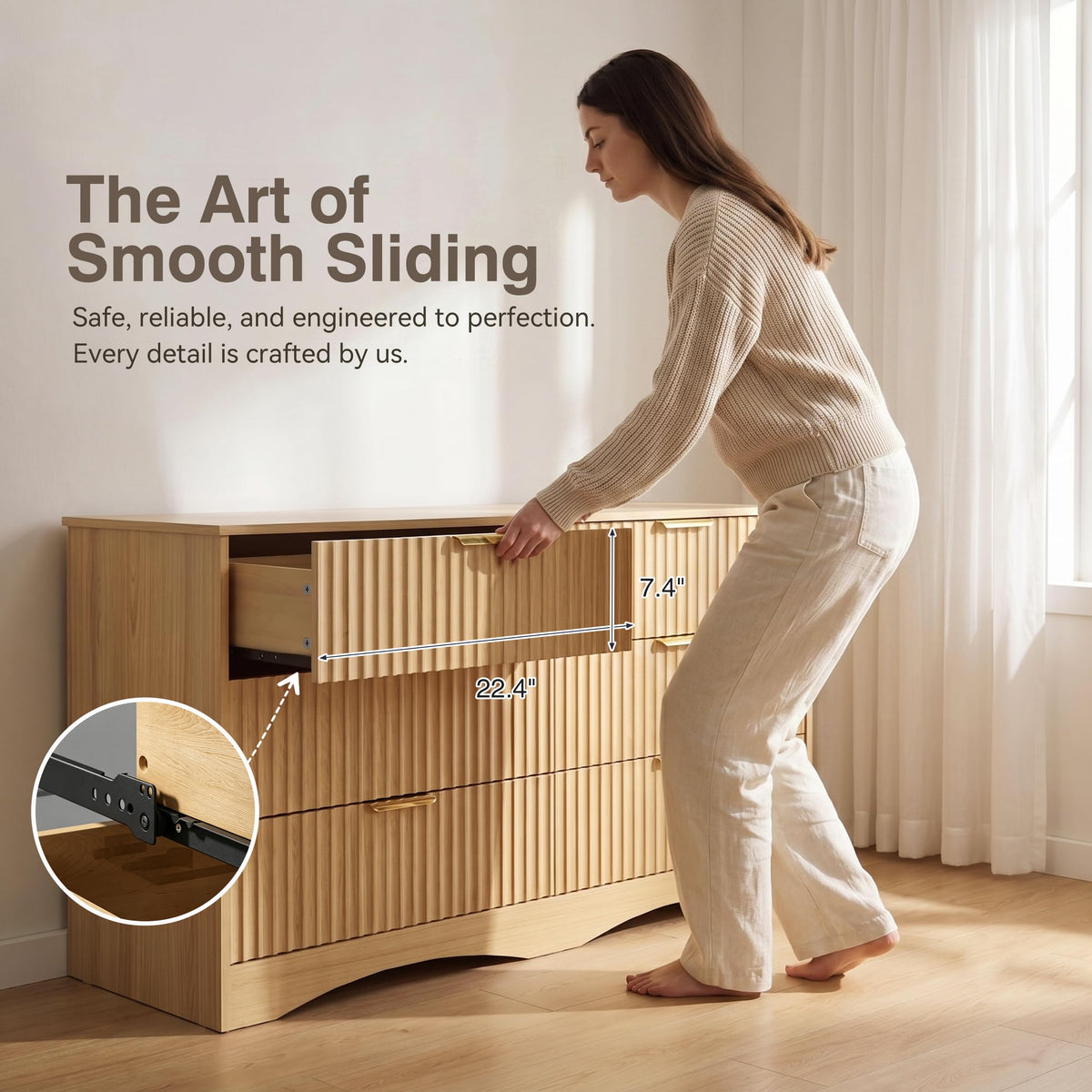 6-Drawer Fluted Dresser