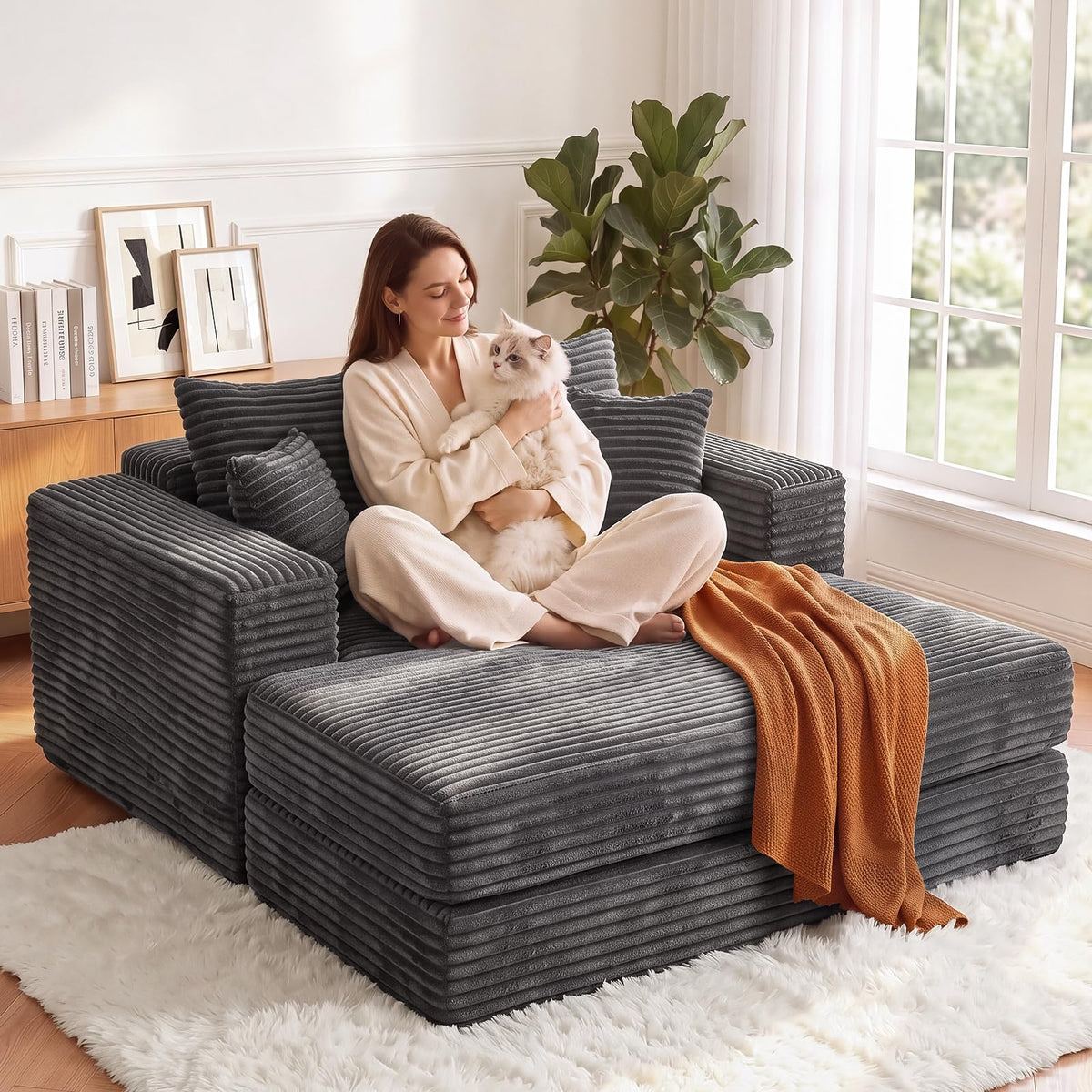 Convertible Corduroy Chaise Lounge