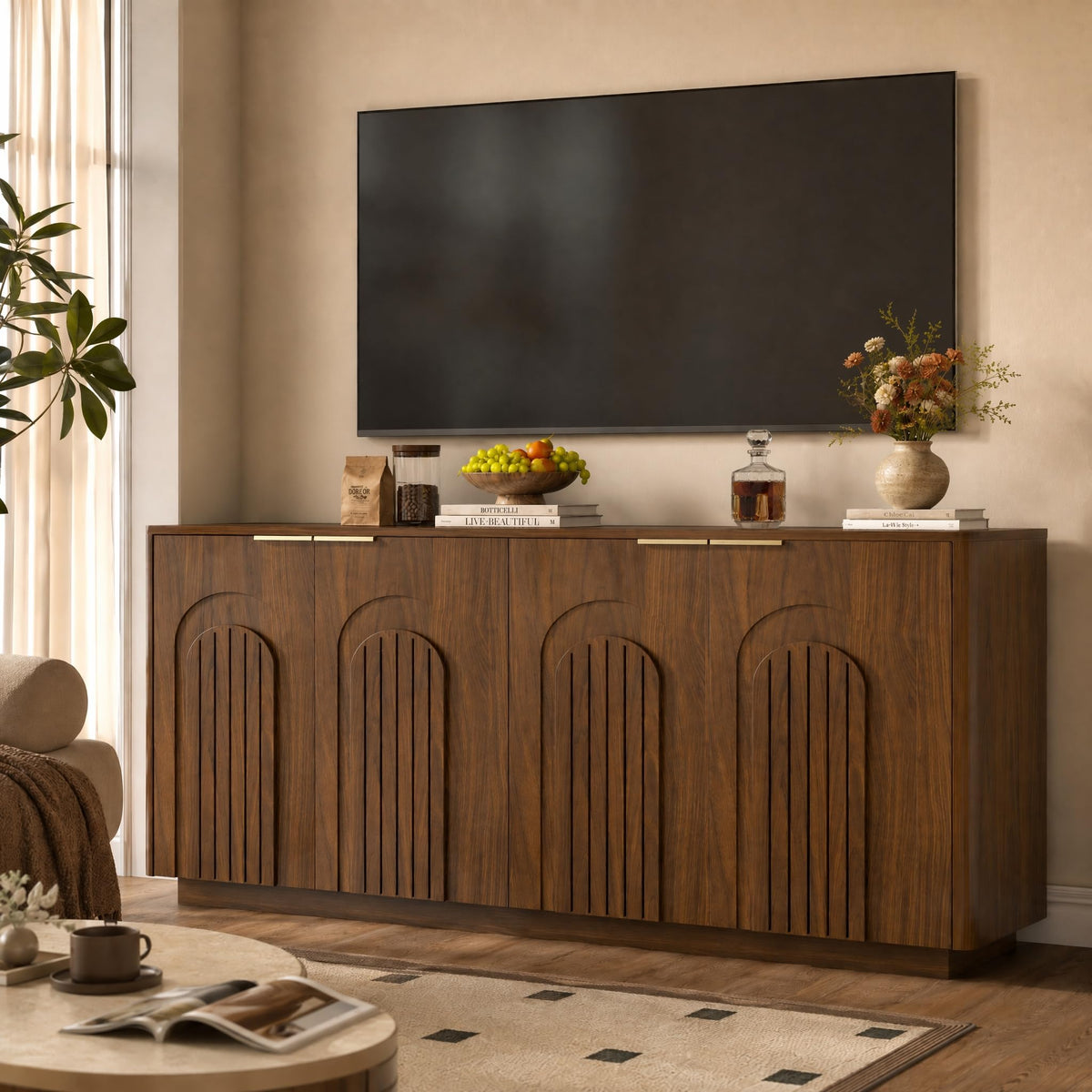 Fluted Arched Sideboard Cabinet