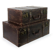 Vintage Wooden Suitcase Storage Set of 2