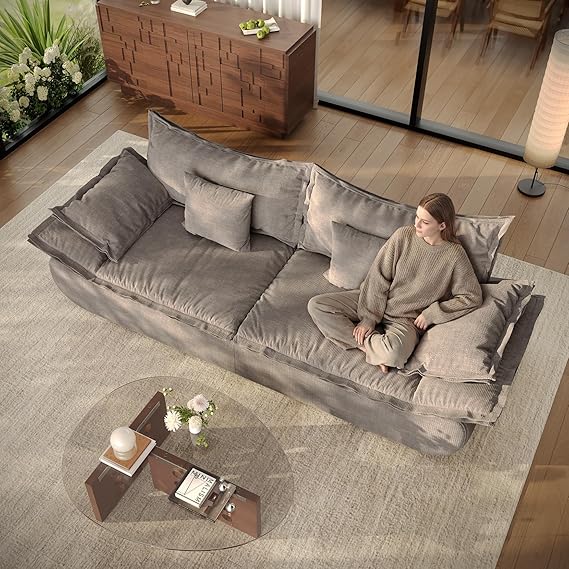 Cloud Sail Sailboat Sofa – 86.6" Chenille Cloud Couch, Light Grey