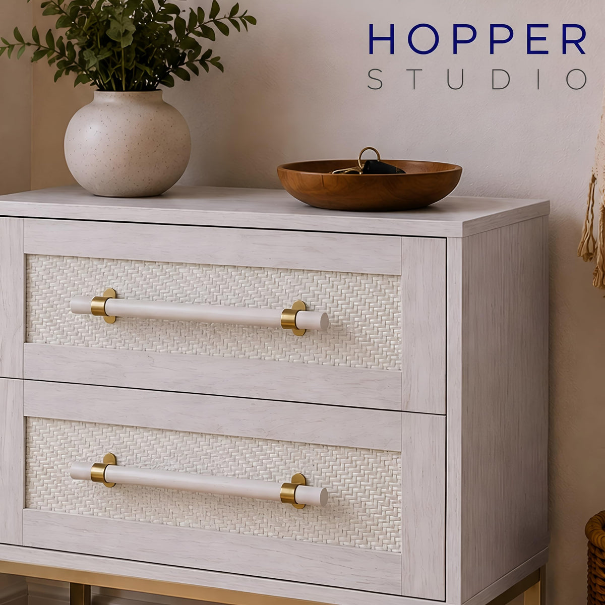 2-Drawer Rattan Nightstand