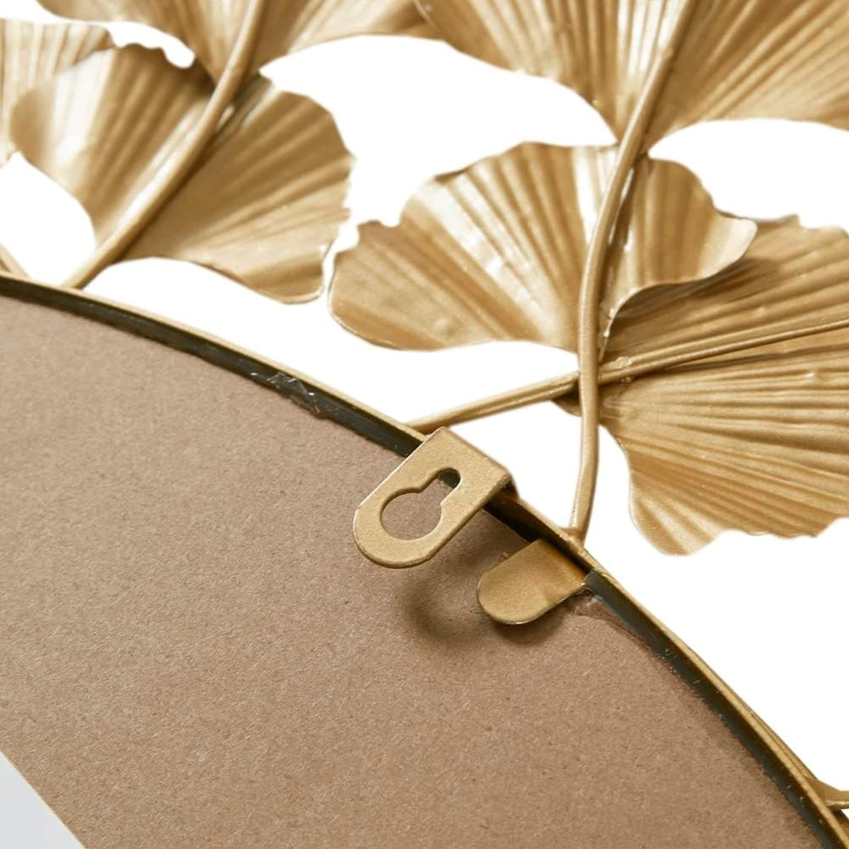 Gold Ginkgo Leaf Round Wall Mirror