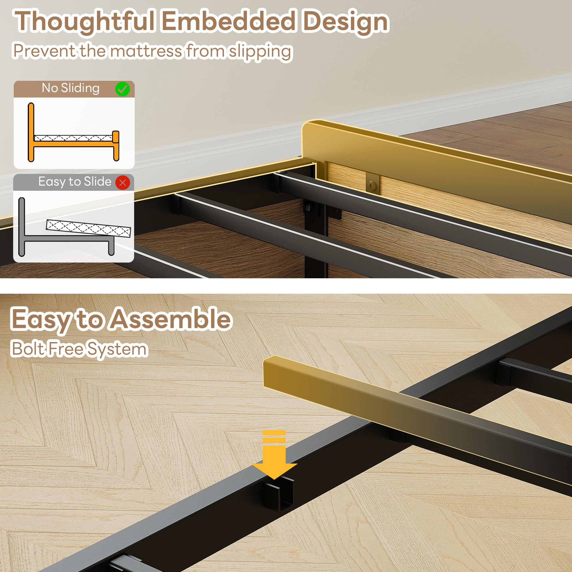 Twin / Twin XL Bed Frame with Storage Drawers, LED Lights & Charging Station