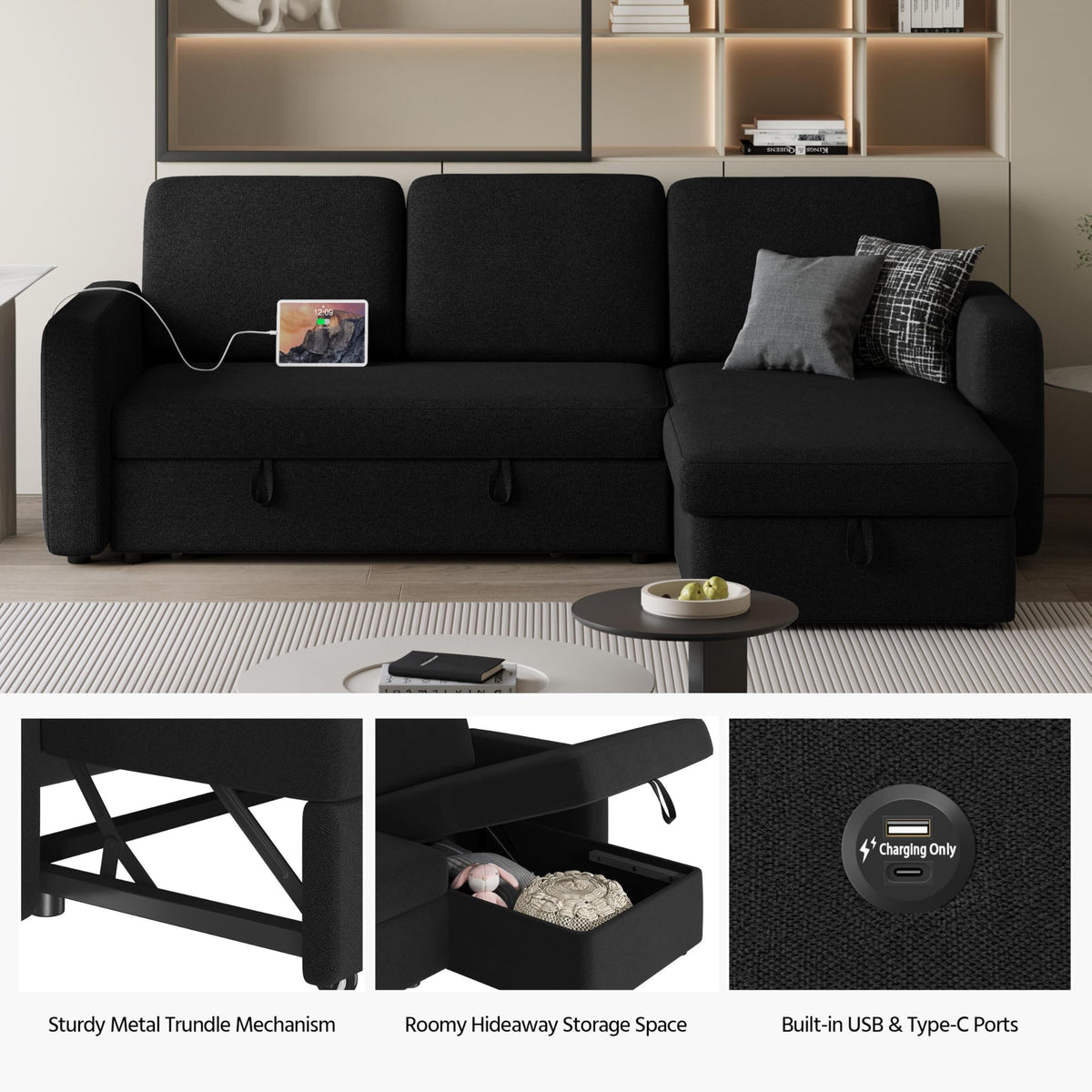Reversible Sleeper Sectional with Storage