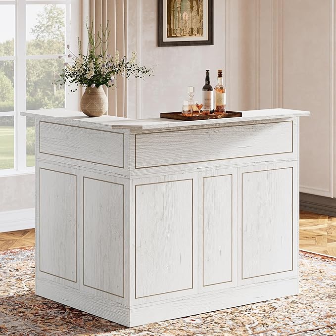 L-Shaped Corner Bar Cabinet with Stemware Racks