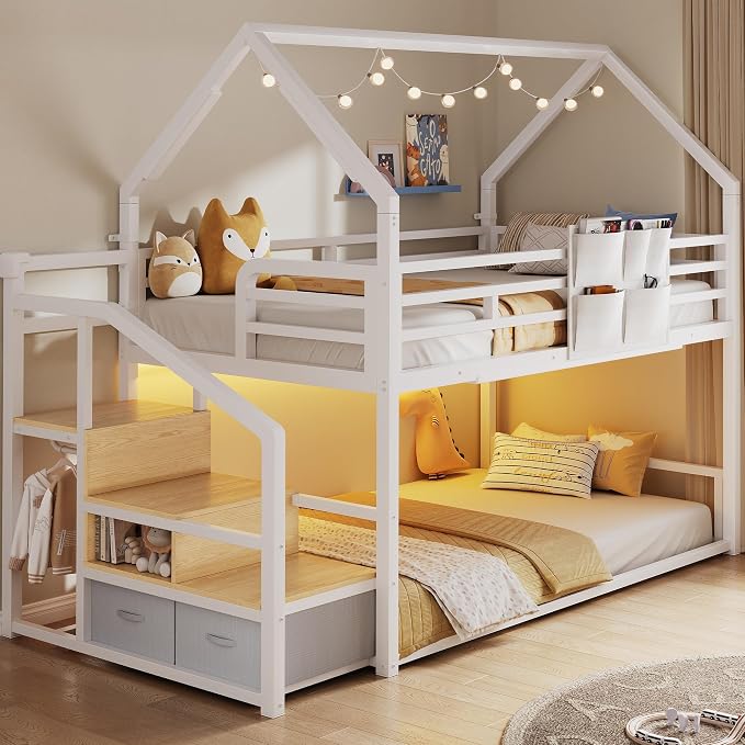 Twin Metal Bunk Bed with Storage