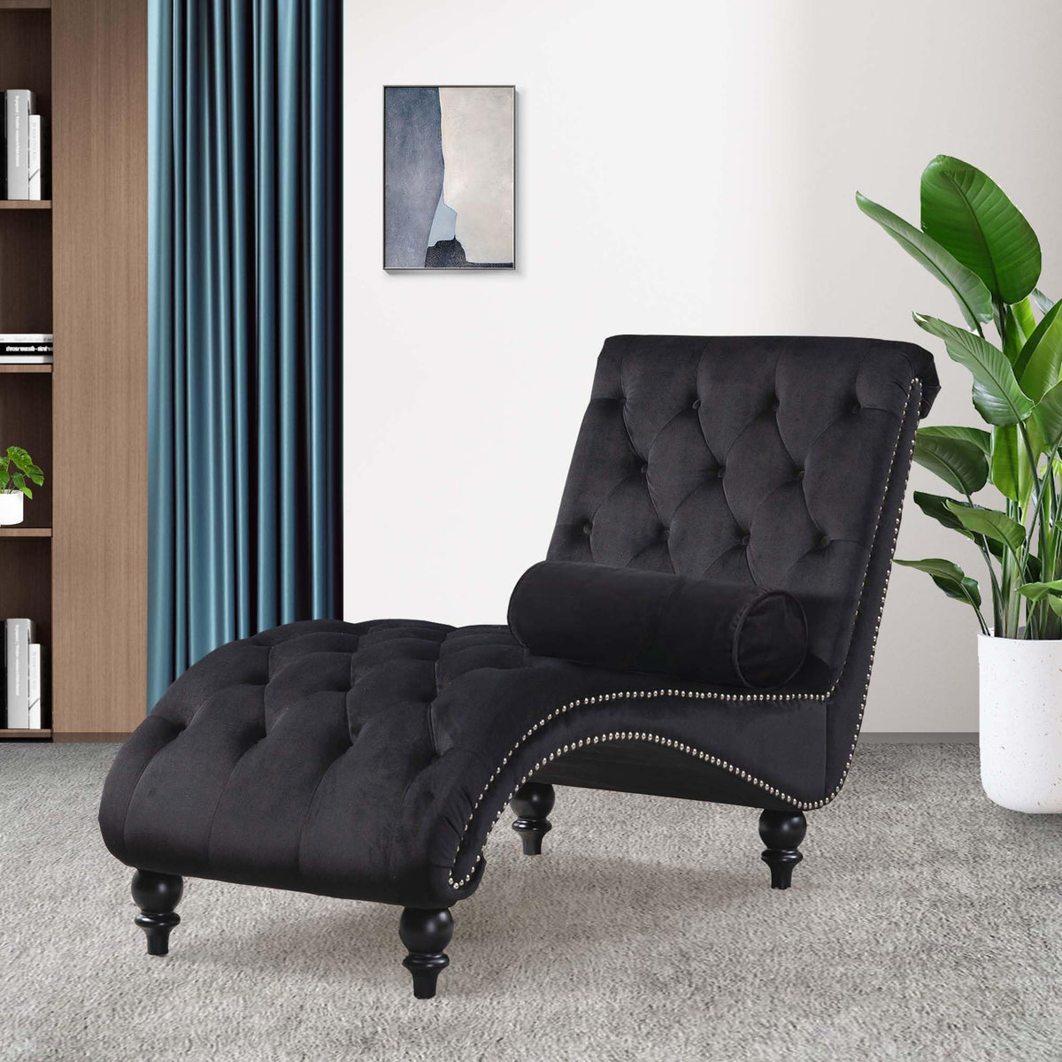 Black Velvet Chaise Lounge