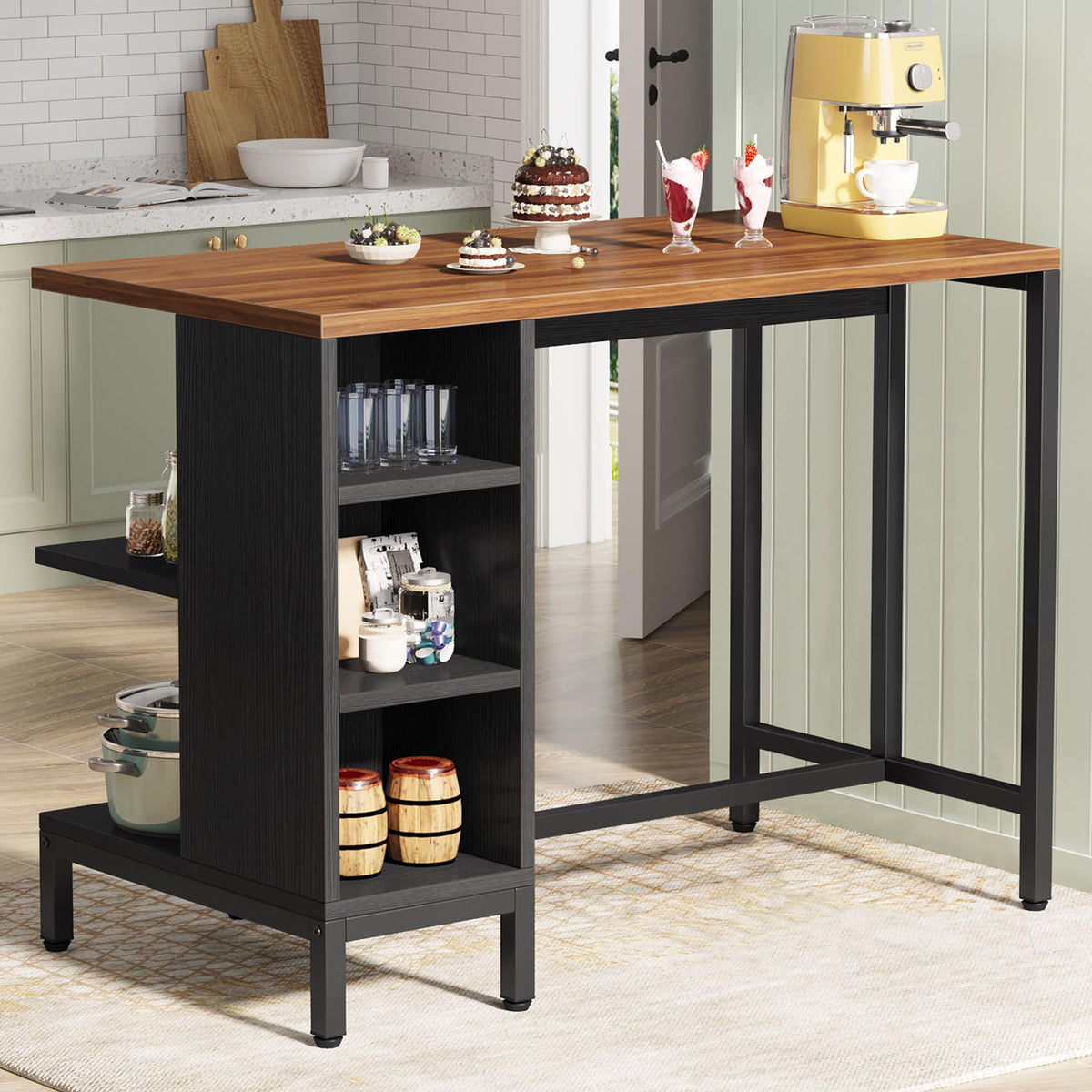 Kitchen Island with Storage Shelves