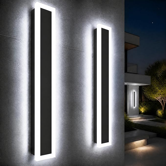 Outdoor LED Wall Sconce – 59" Dimmable, IP65, 2-Pack
