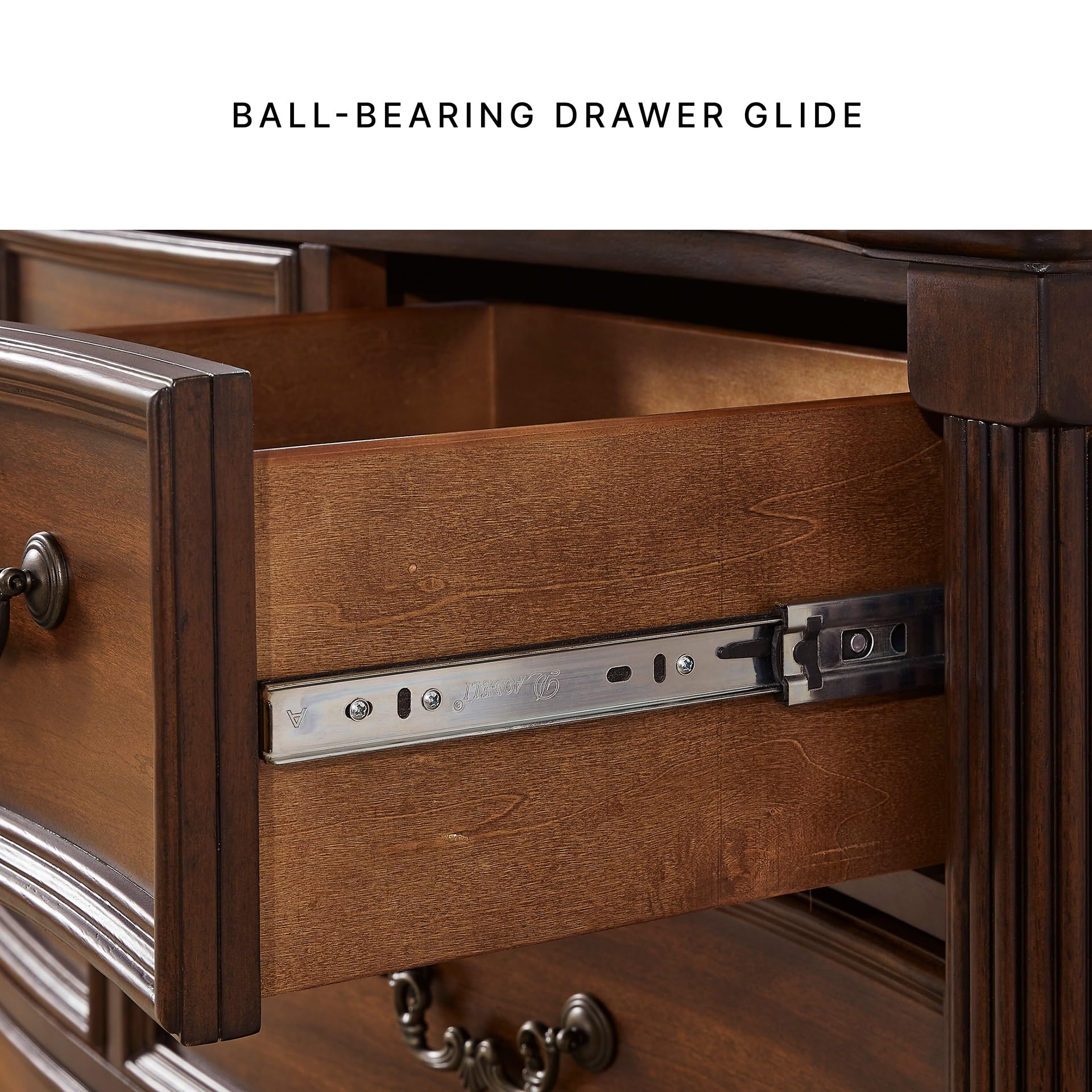Signature Design by Ashley Lavinton Traditional Chest with 5 Smooth-Gliding Drawers, Metal Drawer Pulls, Wood, Cherry Brown Finish, 35.38' W x 17.88' D x 51' H
