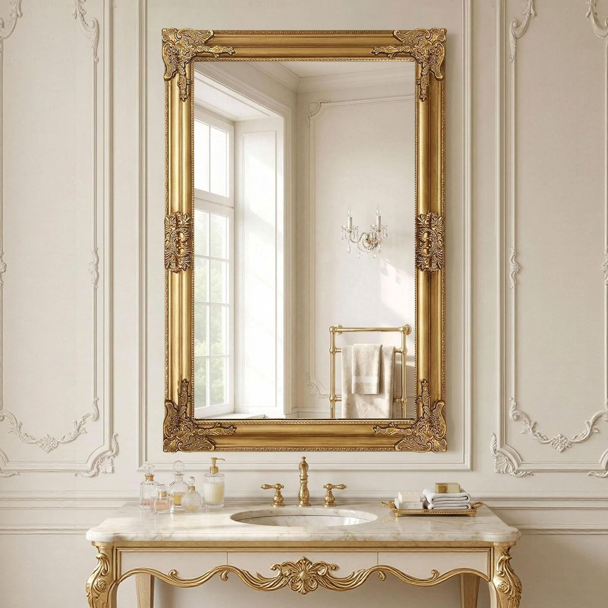 Ornate Gold Baroque Wall Mirror