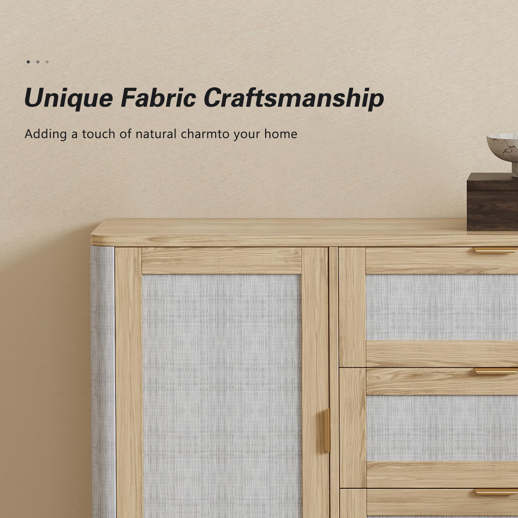 FAVSH 63" Large Farmhouse Storage Cabinet with 3 Drawers 2 Doors, Wood Buffet Sideboard Cabinet Coffee Bar for Kitchen, Living Room