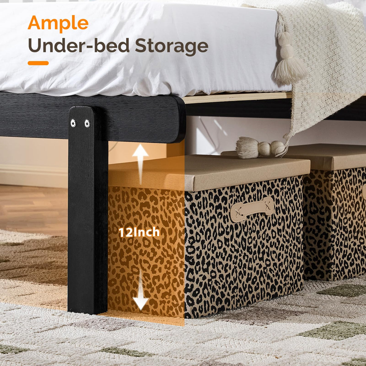 VINGLI 12 Inch Full Extendable Daybed with USB Ports and LED Lights,Black