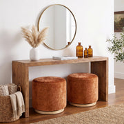 Zibeths Swivel Round Ottoman Set of 2, Burnt Orange Chenille Footstool