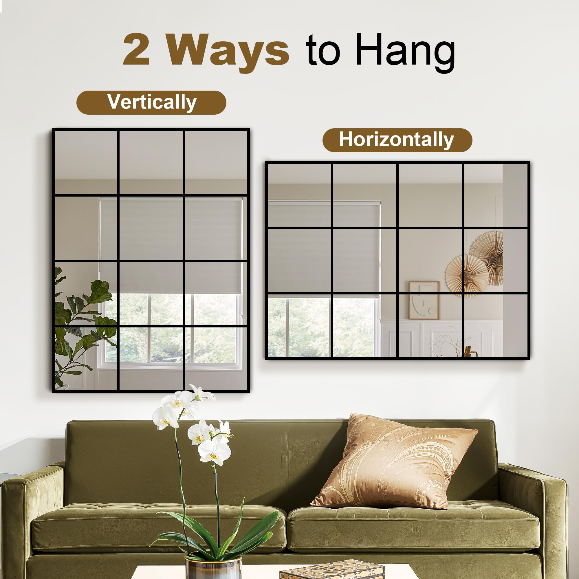 Rectangular Wall Mirror – Window Pane Style
