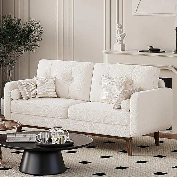 Mid-Century Modern Boucle Loveseat