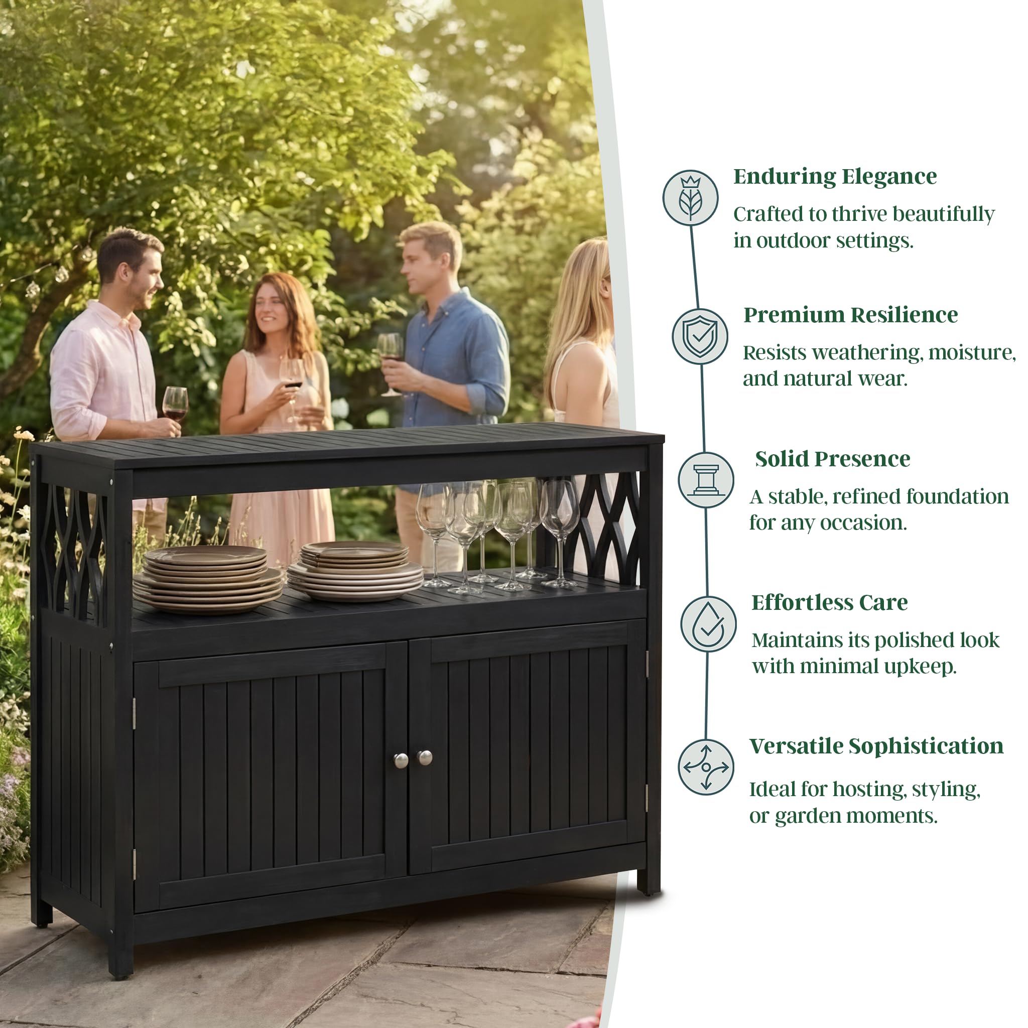 Eucalyptus Outdoor Sideboard Cabinet with Storage