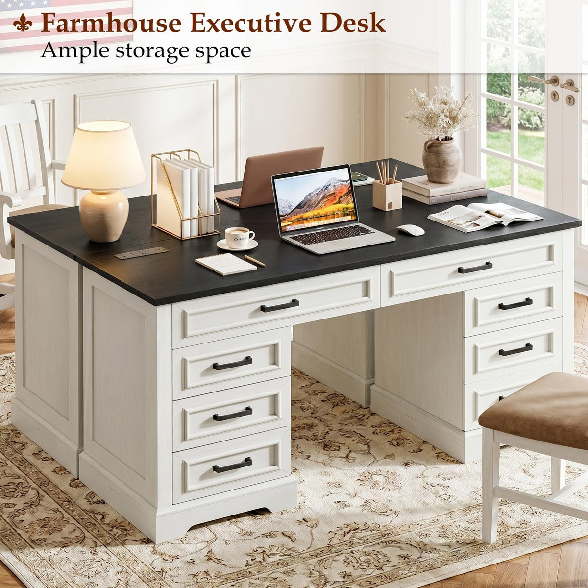 Farmhouse Desk with Charging Station
