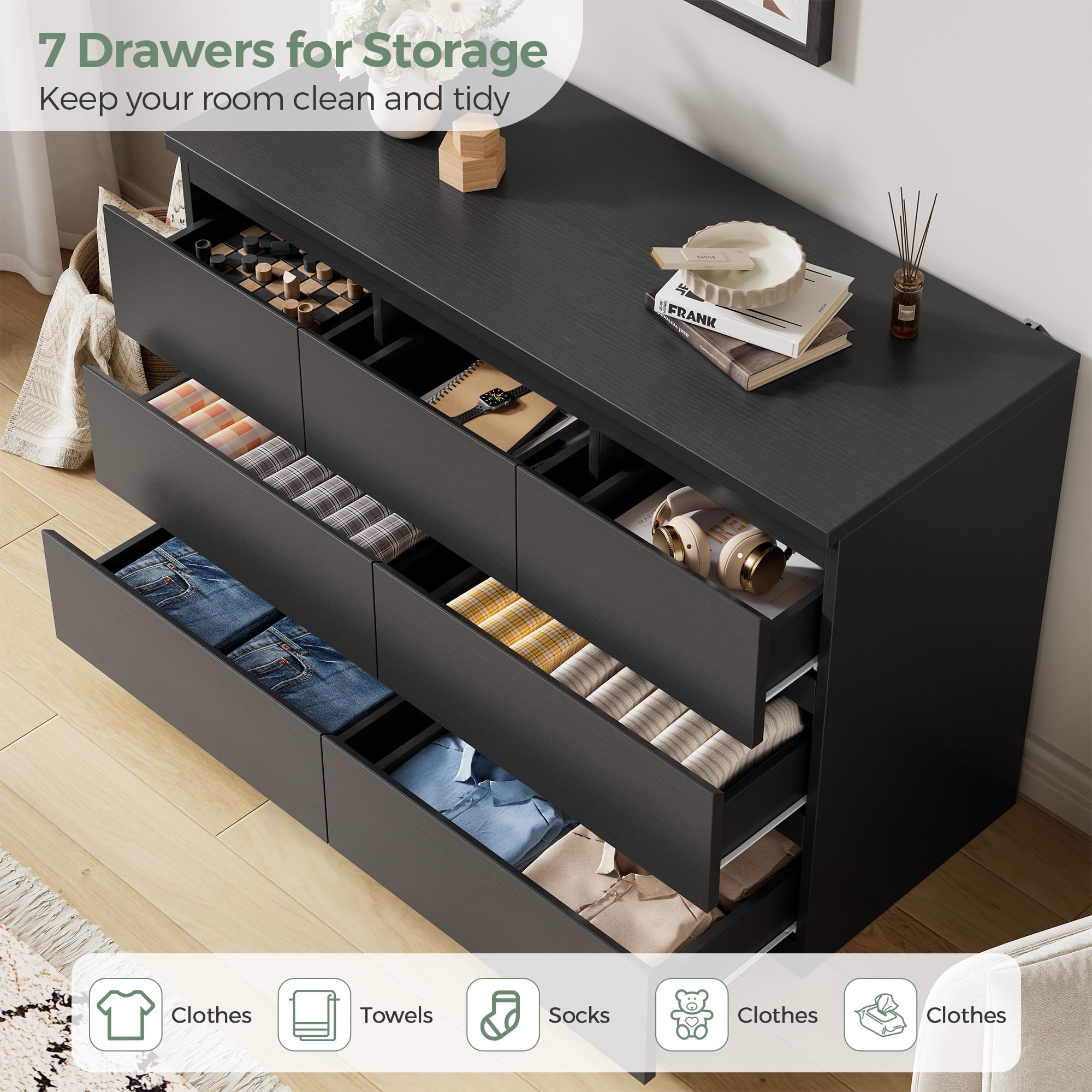 7-Drawer Wood Dresser