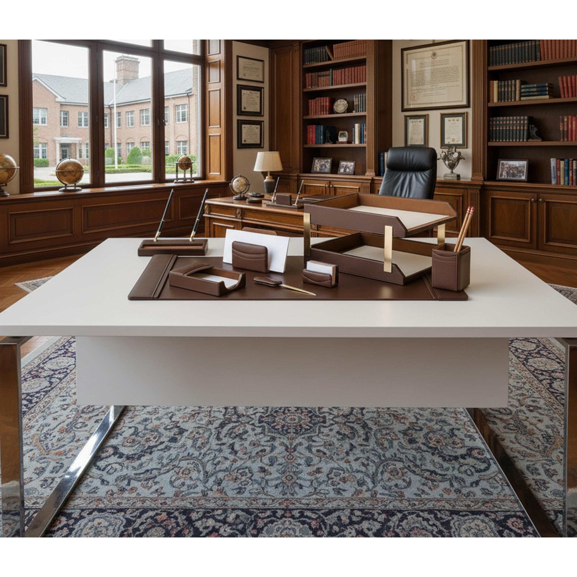 Leather Desk Set 10-Piece