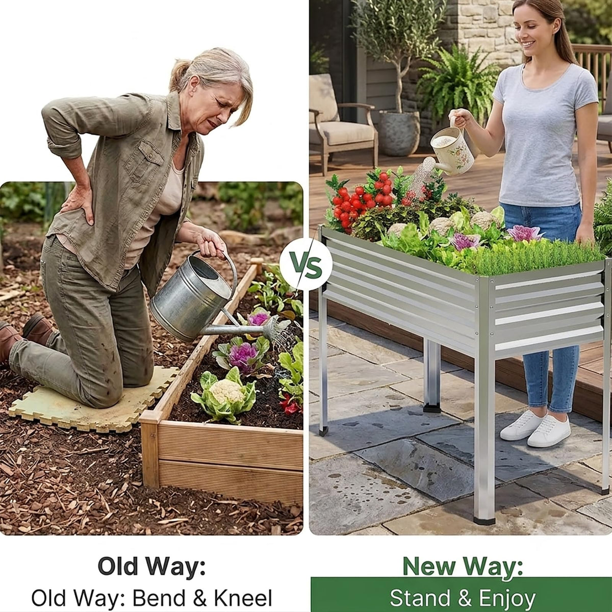 FOYUEE Galvanized Raised Garden Bed with Legs 48x24x32in Outdoor