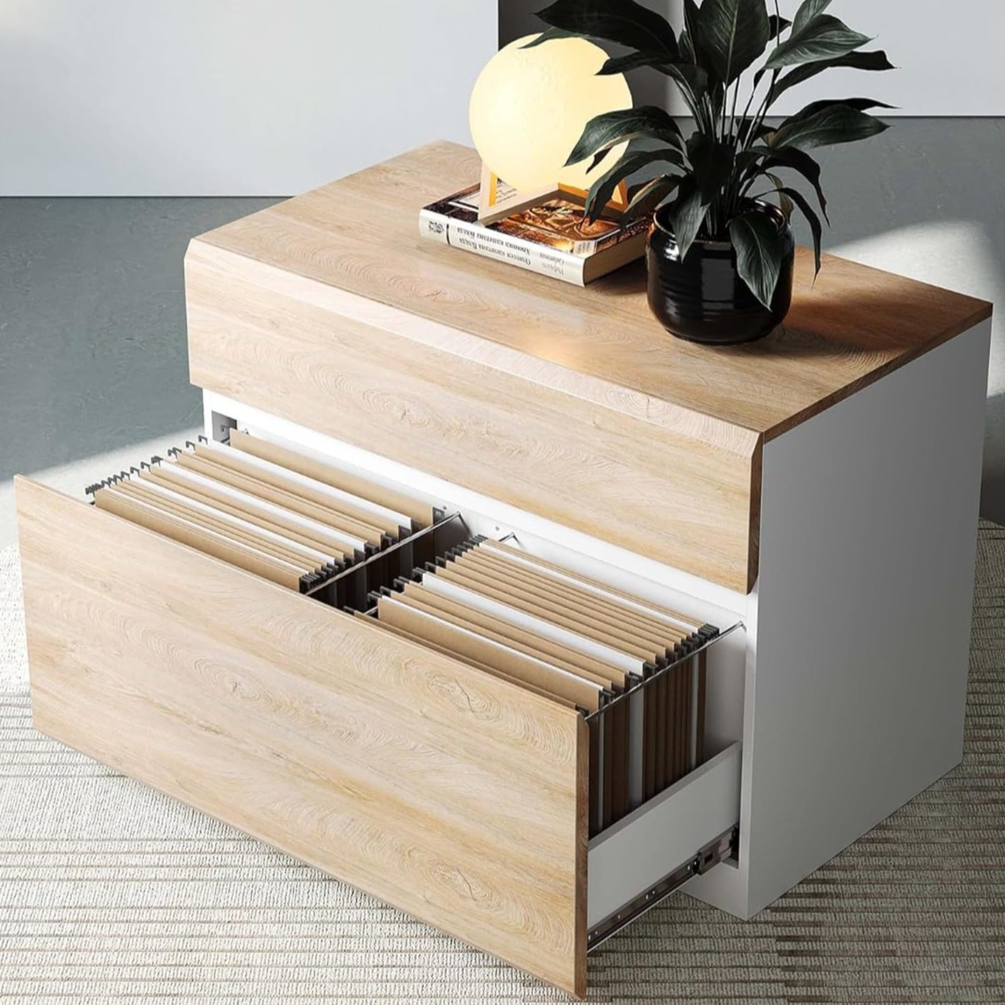 2-Drawer Lateral Wood File Cabinet with Anti-Tilt Mechanism