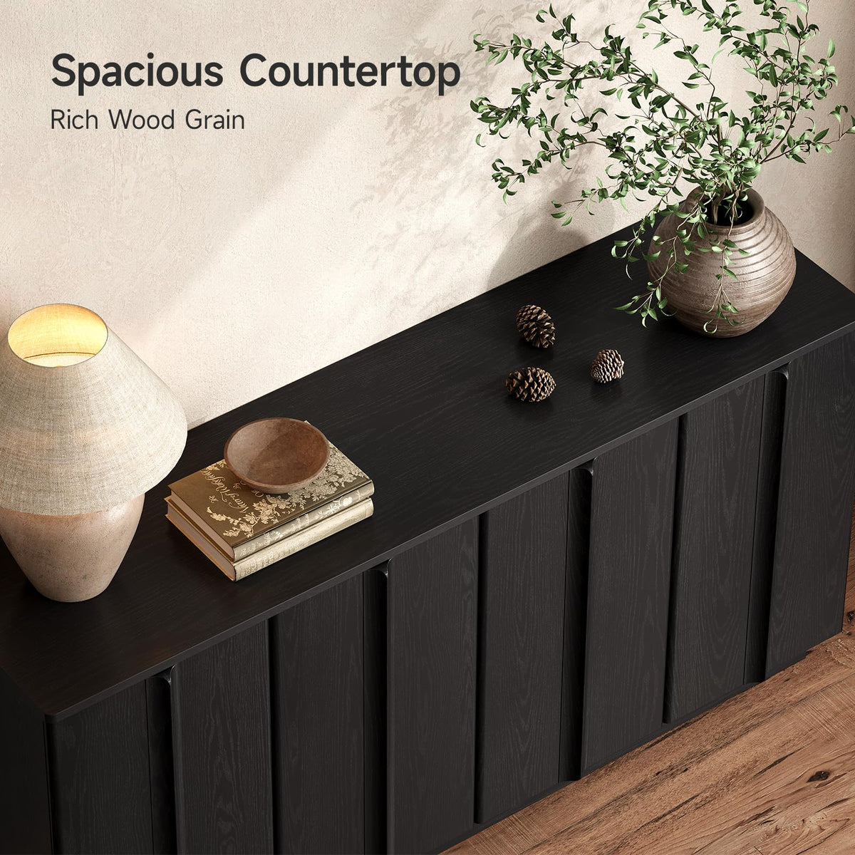 ONBRILL 61" Sideboard Buffet Cabinet with Storage Black