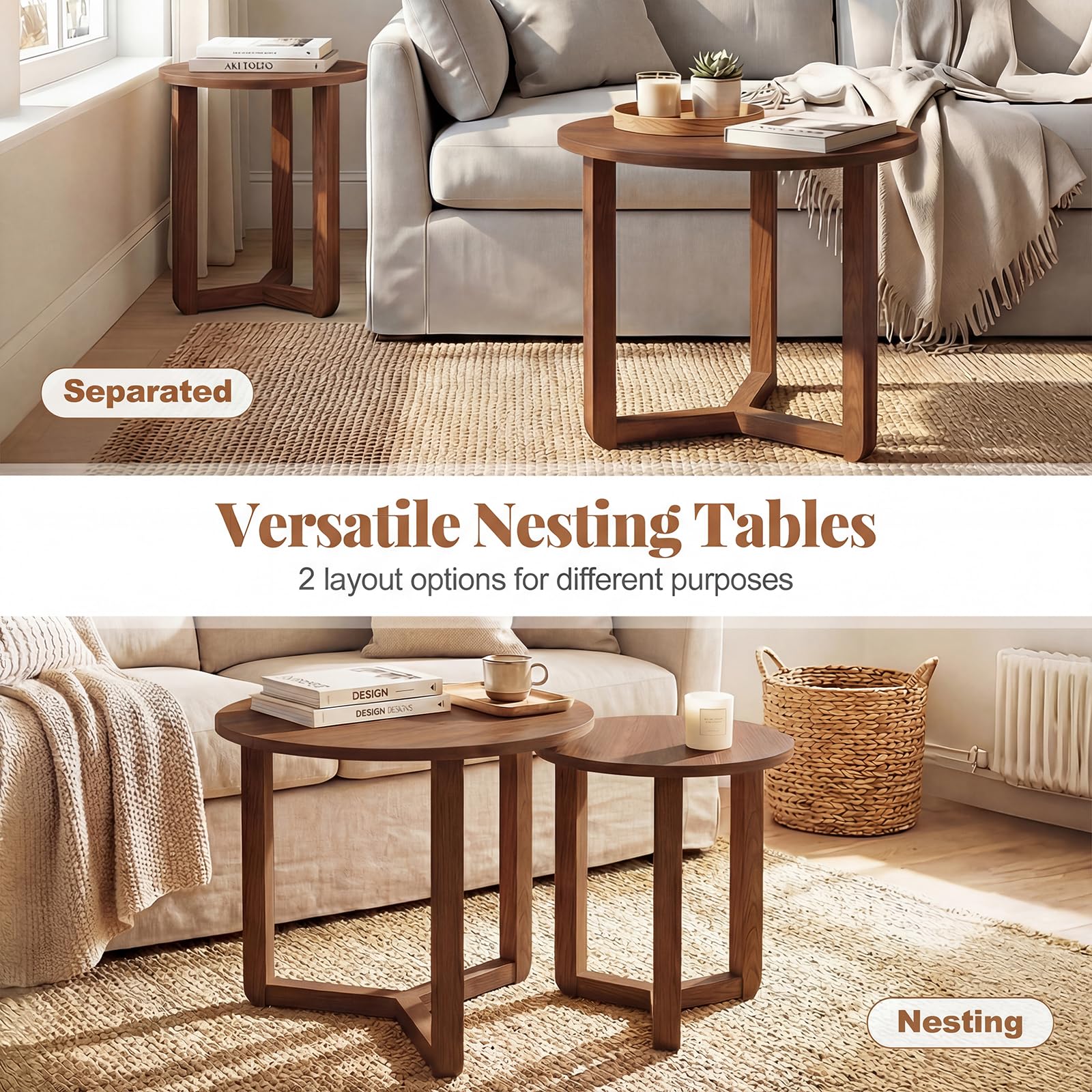 Round Nesting Coffee Table Set of 2