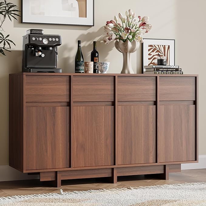 59" Wide Buffet Cabinet with 4 Doors & Adjustable Shelves