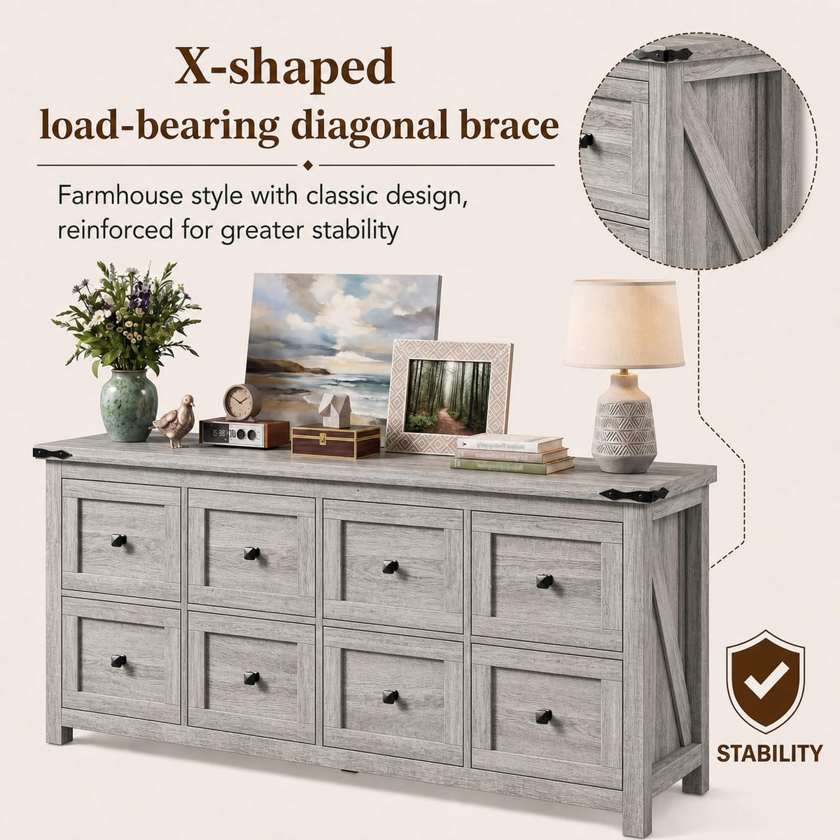 Farmhouse 8-Drawer Dresser