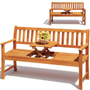 Acacia Outdoor Bench with Pull-Up Table