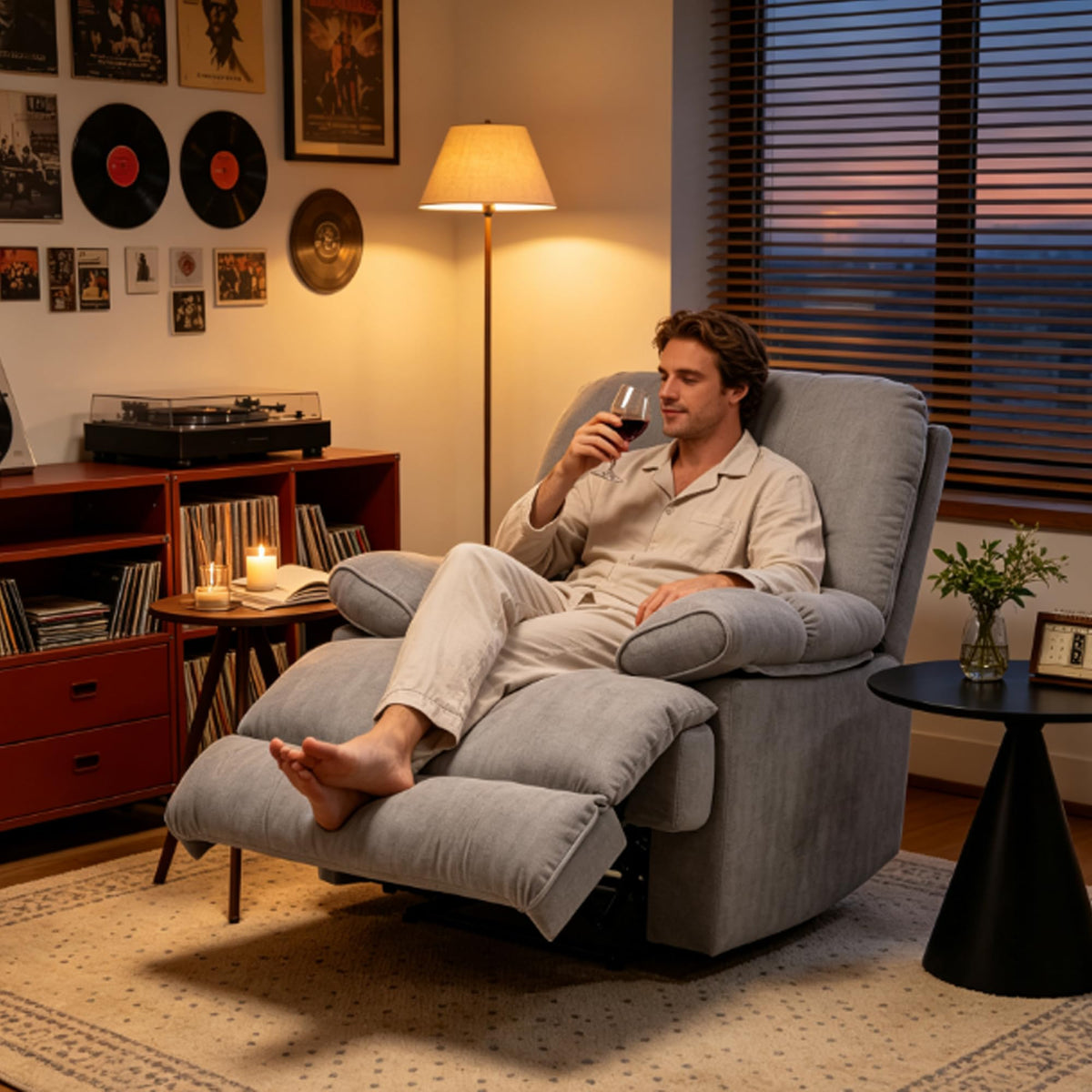 Oversized Chenille Manual Recliner