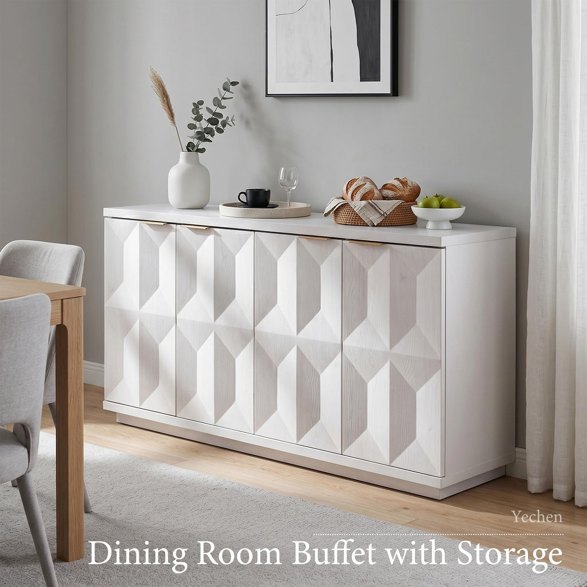 White Oak Geometric Sideboard