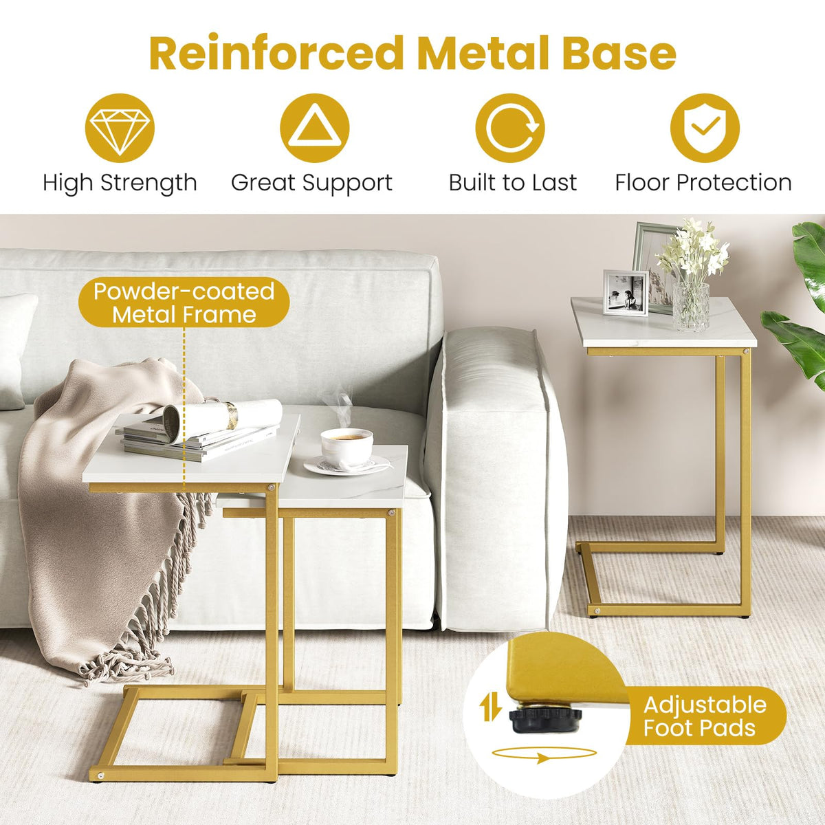 Faux Marble Nesting Tables, Set of 3