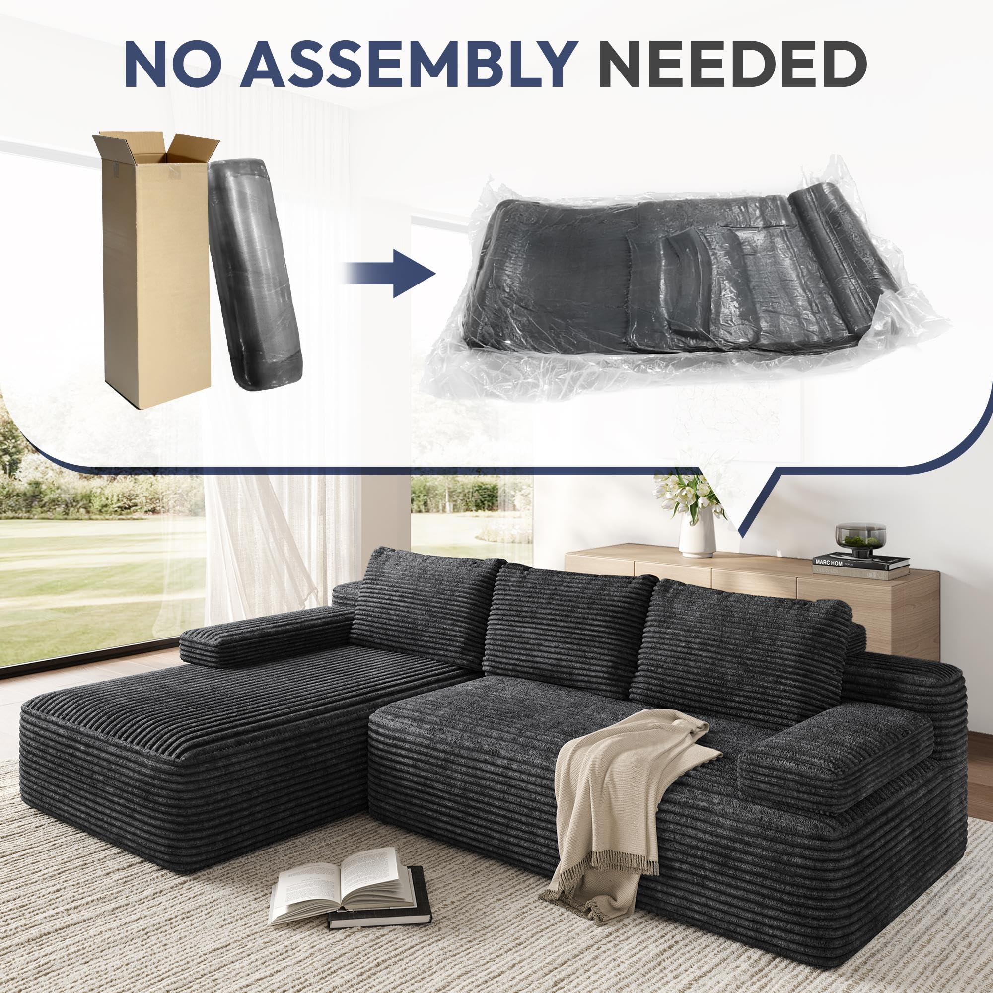 110" L-Shaped Sectional Sofa with Chaise