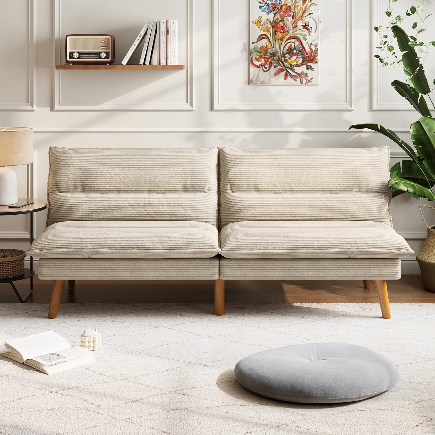 Convertible Corduroy Futon Sofa Bed