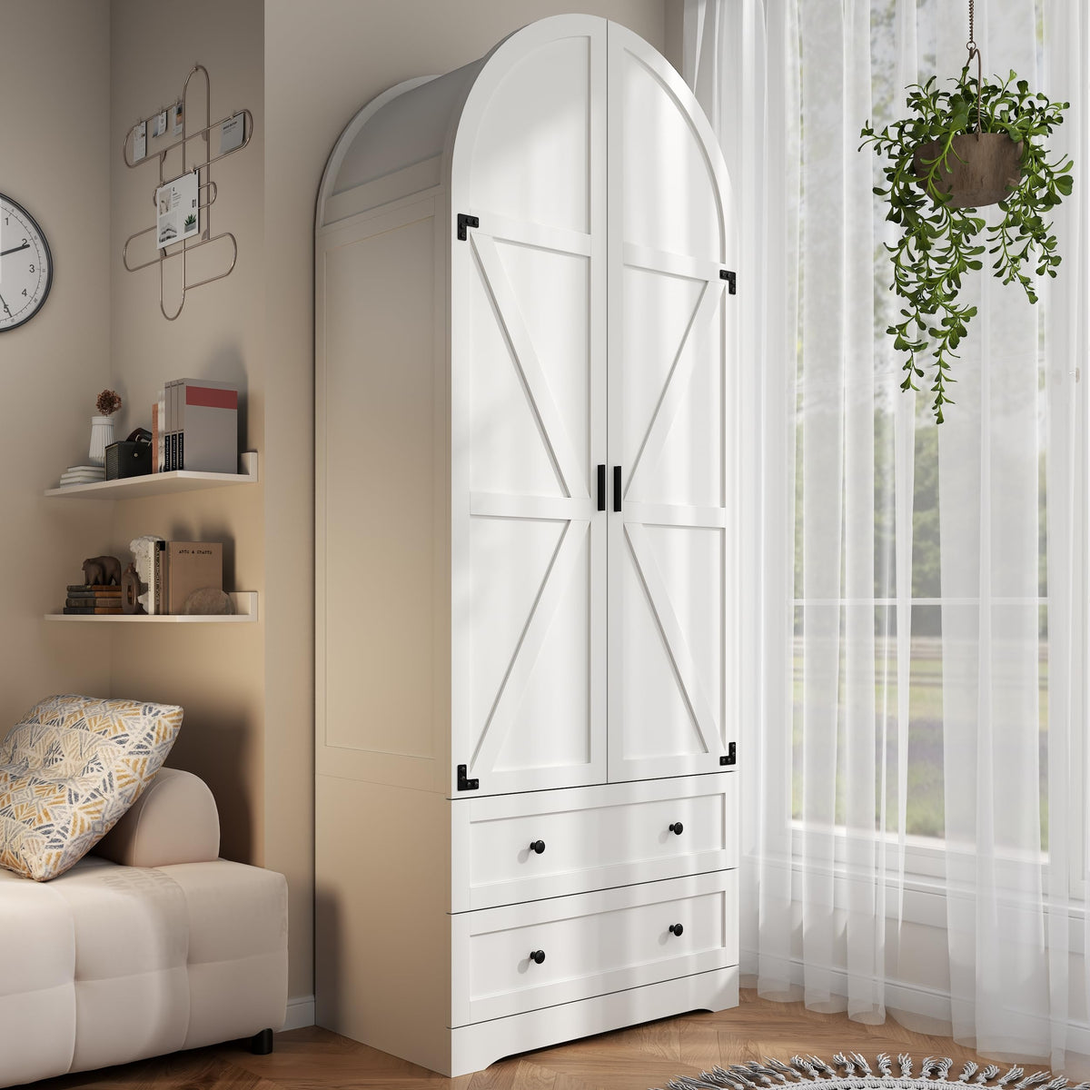 White Wardrobe with Drawers