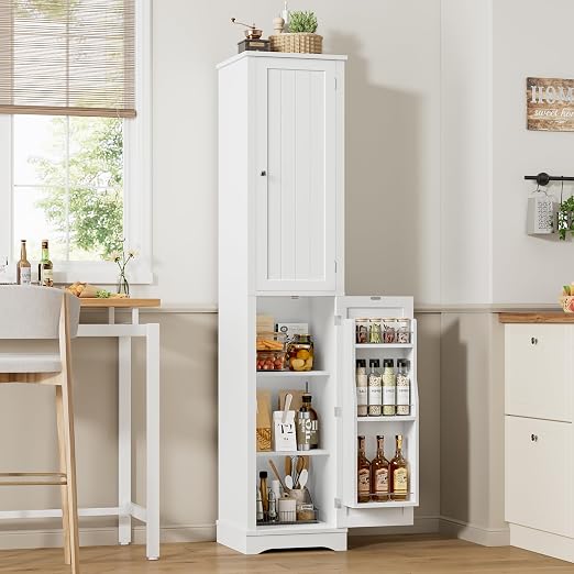 Tall Narrow Storage Cabinet with Reversible Doors