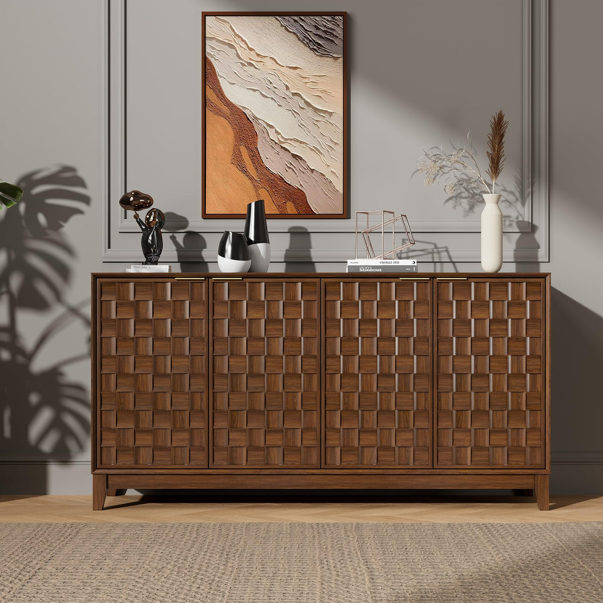 Walnut Checkerboard Sideboard