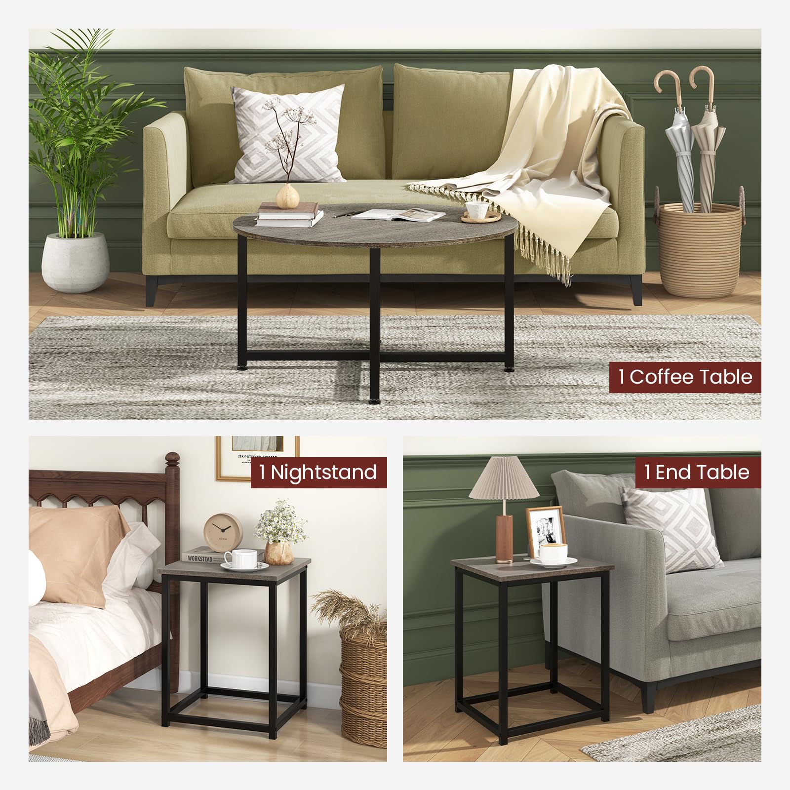 3-Piece Farmhouse Nesting Table Set